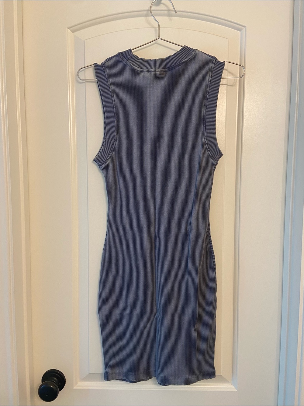 ASOS Sleeveless Ribbed Mini Dress in Slate Blue